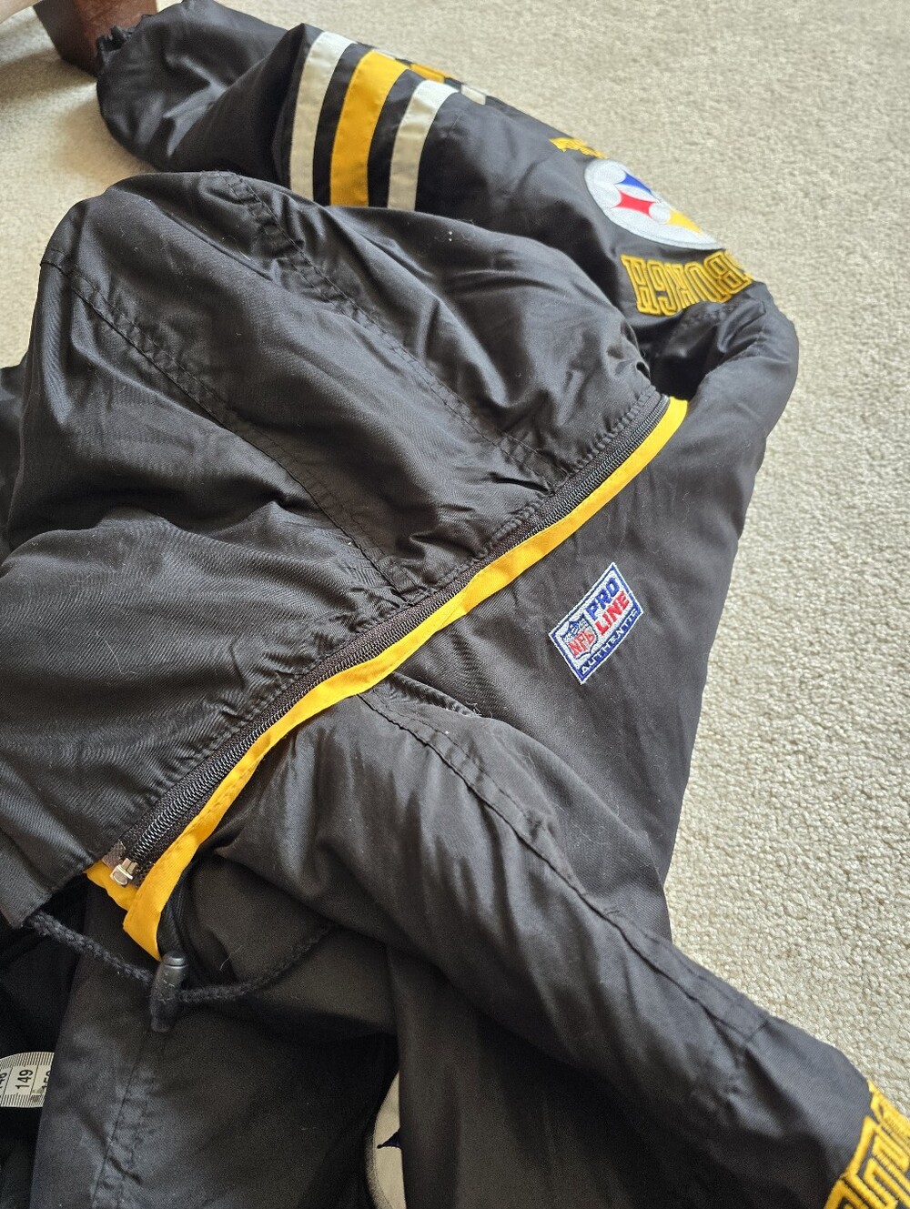 Vintage Starter NFL Pro Line Pittsburgh Steelers Hooded Puffer Jacket XL Rare - Picture 12 of 16